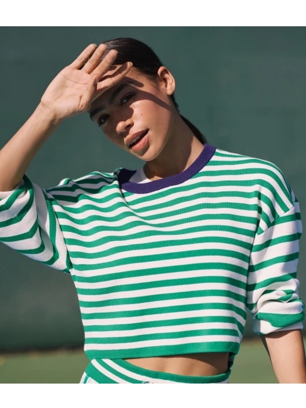Daily Practice Striped Cropped Sweater